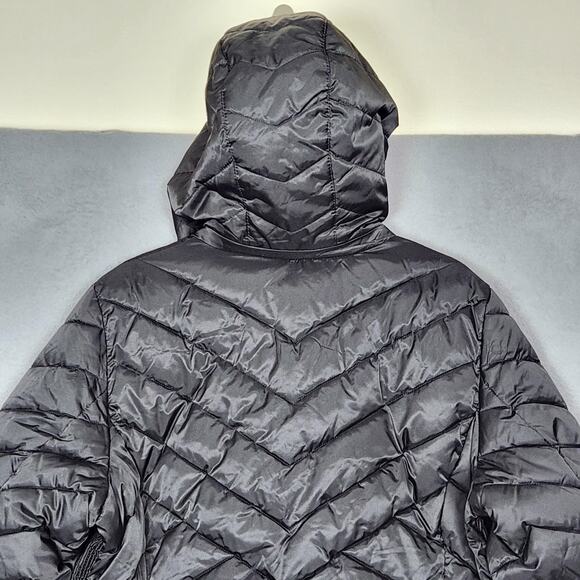 Nautica Jacket Womens 2XL Black Water Resistant Hooded Puffer Faux Fur Trim Coat - Picture 8 of 13